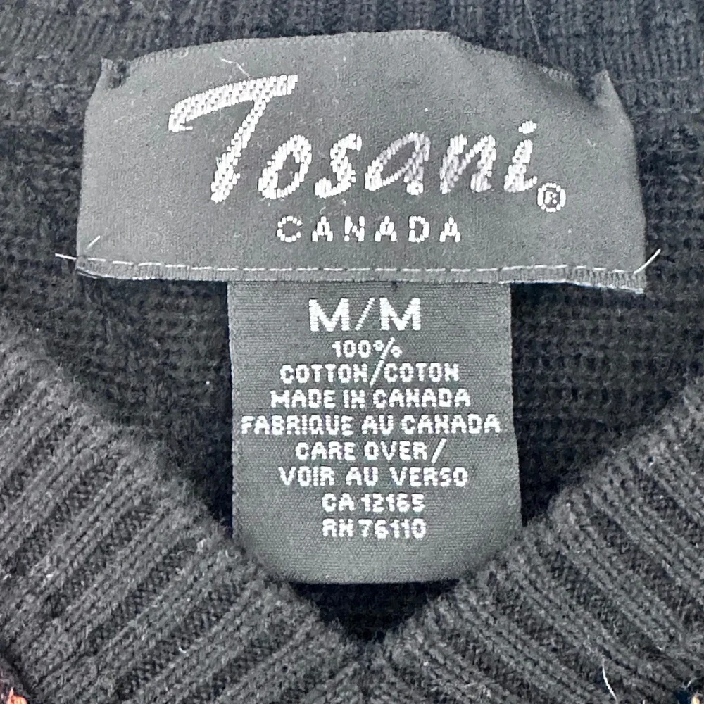 Vintage Tosani Canada Vintage V Neck Sweater Mens Medium Geometric Knit Cotton - Picture 3 of 6